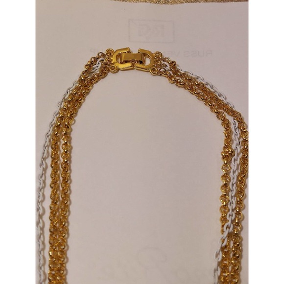 Vintage Castlecliff Gold White Tone Necklace Chain Link Choker NEW With Tags - Picture 12 of 13